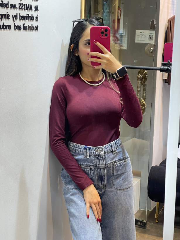 بلوز فیت استین بلند زنانه وارداتی H&M